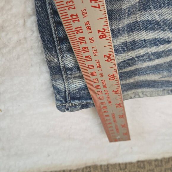 Smoke Rise Men's Whishered Stretch Distressed Skinny Jeans Blue Denim Size 40/34 - Picture 7 of 9